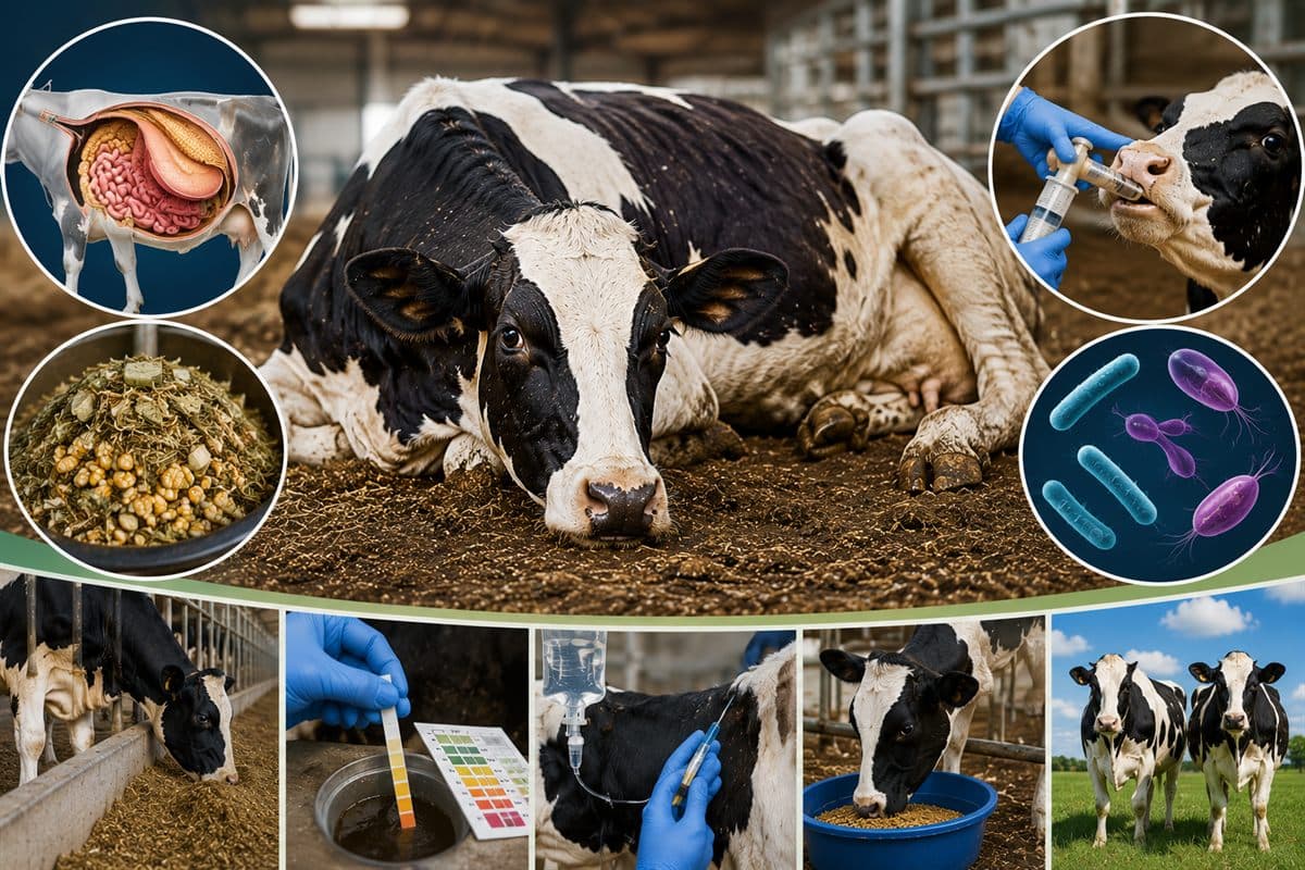 Dairy cow showing signs of acidosis