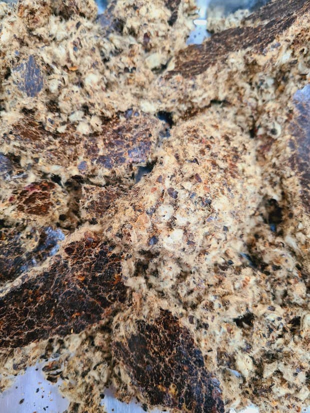 Cotton seed cake (binola khal) discs at an Indian oil mill